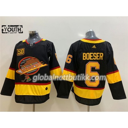 Vancouver Canucks Hockeydrakt Brock Boeser 6 Flying Skate 50th Anniversary Adidas 2019-2020 Svart Authentic - Barn